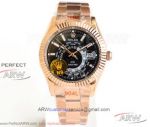 N9 Factory 904L Rolex Sky-Dweller World Timer 42mm Oyster 9001 Automatic Watch - Rose Gold Case Black Dial
